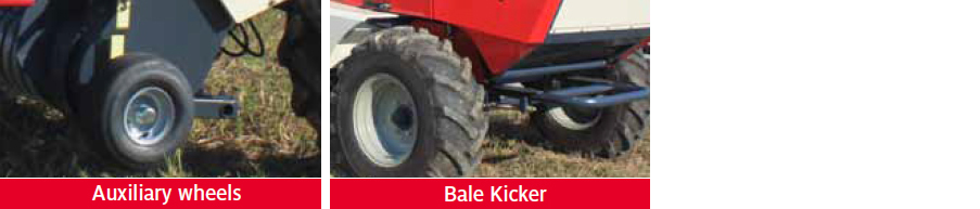 Round Balers Auxiliary wheels, Bale Kicker
